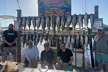 Big tuna, mahi, and wahoo on deck after a Gulf Stream trip off North Carolina