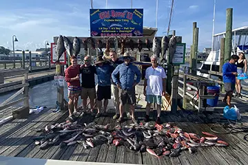 Pile of Vermilion Snapper from Carolina Beach full day bottom fishing charter